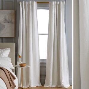 NWT QUINCE Set Of 2 48x96 European Linen Room Darkening Curtains White 3859